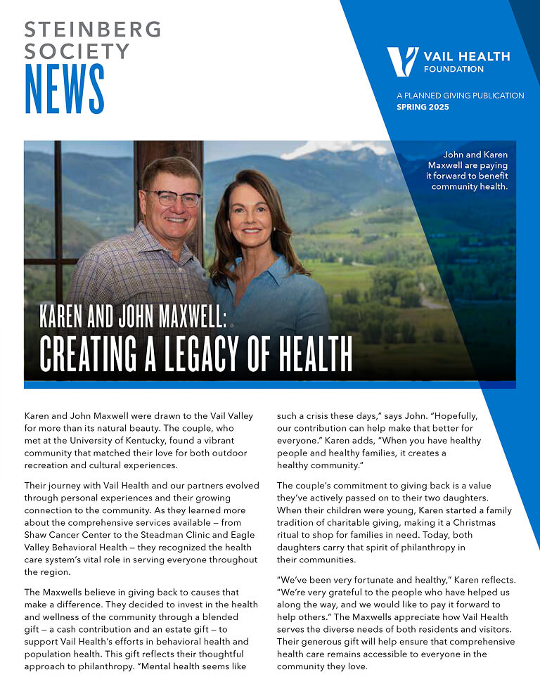 Vail Health Spring 2025 Newsletter cover